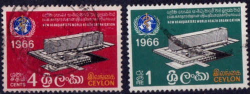 CEYLON 1966, 8 Oct. INAUGURATION of WHO HQ, set, UNH, CV +/-R 71.00 view scans