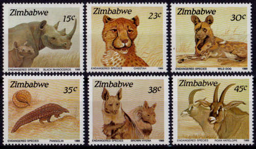 ZIMBABWE 1989, 10 Oct. Endangered Species, set, MNH, CV+/- R 157.00 view scans