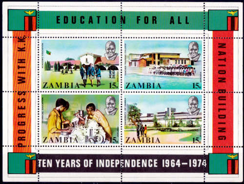 ZAMBIA 1974, 23 Oct. 10th Anniv of Independence, mini sheet, MNH, CV +/-R 179.00 view scans