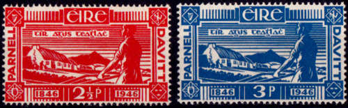 IRELAND 1946, 19 Sept. CS Parnell and M Davitt, set, MH, CV +/- R 104.00 view scans