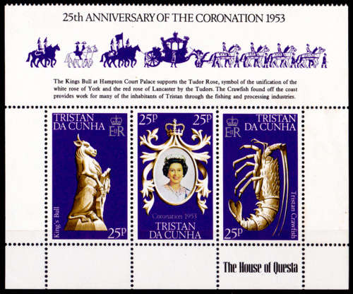 TRISTAN DA CUNHA 1978, 21 April. 25th Anniv Coronation, mini sheet, MNH, CV +/-R 74.50 view scans