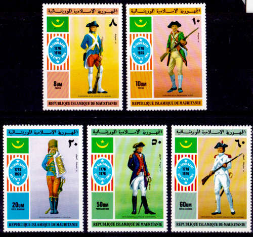 MAURITANIA 1976, 26 Jan. 200th Anniv Independance the USA, set, MNH, CV R 142.00 view scans
