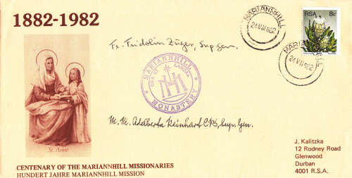 RSA, 1982, CENTENARY of the MARIANNHILL MISSIONERIES, signed, only 500 issued, 1882-1982, view scans