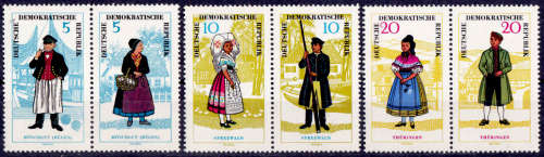 GERMANY, DDR 1964, 25 Nov, Folk Costumes, set, mint, CV +/-R 418.00 view scan