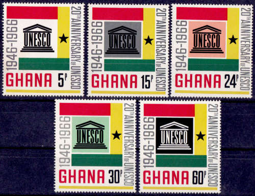 GHANA 1966, 23 Dec. The 20th ABBIV of UNESCO, set, MH, CV +/-R 118.00 view scans
