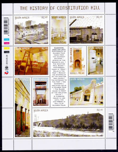 RSA 2010, 28 May. CONSTITUTIONAL HILL, sheetlet, MNH, CV R 220.00 view scans