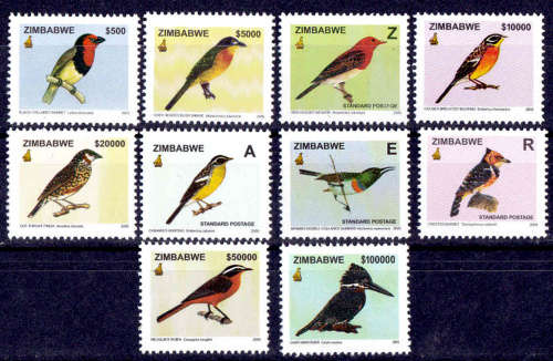 ZIMBABWE 2005, 8 Feb. Birds of Zimbabwe, set, MNH, CV +/-R 504.00 view scans