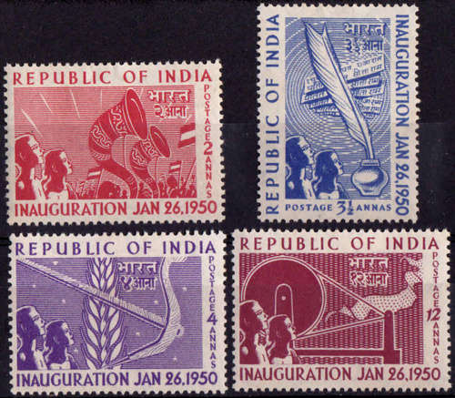 INDIA 1950, 26 Jan. Inauguration of Republic, set, MH, CV +/-R 450 .00 view scans