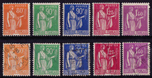 FRANCE 1938-1942, New Daily Stamps - Peace, set, mint and used, CV +/-R 240 .00 view scans