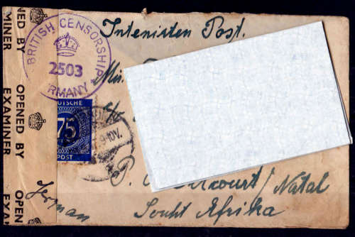 GERMANY, Date???, . Envelope opened by Examiner, British Censorship. CV R ??.00 view scans