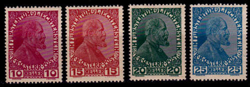 LIECHTENSTEIN 1918-1919, 14 June. Prince Johann II, set, MH, CV +/- R 290.00, view scans