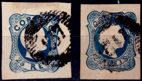 PORTUGAL 1856, 10 May. King Pedro V, Curly Hair, 25 Reis, UH, CV +/- R 1,010.00, view scans