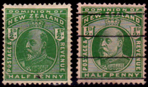 NEW ZEALAND 1909-1916. King Edward VII, single, mint+used, CV +/- R 110.00, view scans