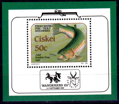 CISKEI 1989, 8 June, Trout Hatcheries Foundation, minisheet, MNH, CV R 20.00, view scans