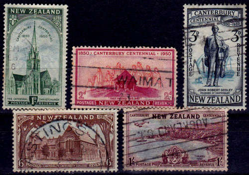 NEW ZEALAND 1950, 20 Nov, 100th Anniv Canterbury, set, UH, CV +/- R 100.00, view scans