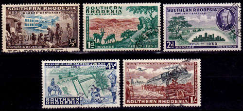 SOUTHERN RHODESIA 1953, 15 April. BIRTH CENTENARY CECIL RHODES, set, UH, CV R139.00, view scans