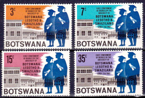 BOTSWANA 1967, 7 April. 1st CONFERMENT UNIV DEGREES, set, MNH, CV +/-R 30.00 view scans