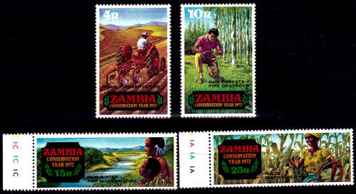 ZAMBIA 1972, 30 June. NATURE CONSERVATION YEAR AGRICULTURE, set, MNH, CV +/-R 110.00 view scans