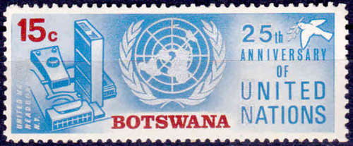 BOTSWANA 1970, 24 Oct. 25th Anniv of United Nations, single, MNH, CV +/- R 20.00 view scans