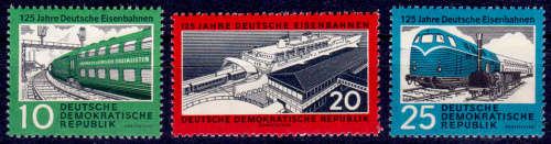 GERMANY DDR 1960, 5 Dec. 125th Anniv of Rail Roads, set, MNH, CV +/-R 120.00, view scans