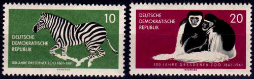 GERMANY DDR 1961, 9 May. 100th Anniv Dresden Zoo, set, MNH, CV +/-R 100.00 view scans