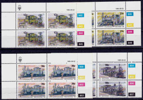 SWA 1985, 2 Aug. Narrow-gauge Railway Locomotives, set controls, MNH, CV R 42.00 view scans