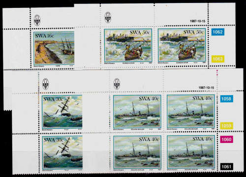 SWA 1987, 15 Oct. Shipwrecks, set, controls, MNH, CV R 88.00 view scans