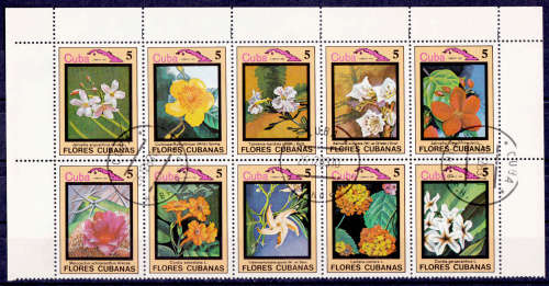 CUBA 1983, 20 Dec. FLORA AND FAUNA - FLOWERS, block of 10, UH, CV+/- R 95.00 view scans