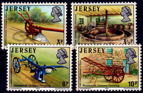 JERSEY 1975, 25 Feb. 19th Century Farming, set, MNH, CV +/-R 30.00 view scans