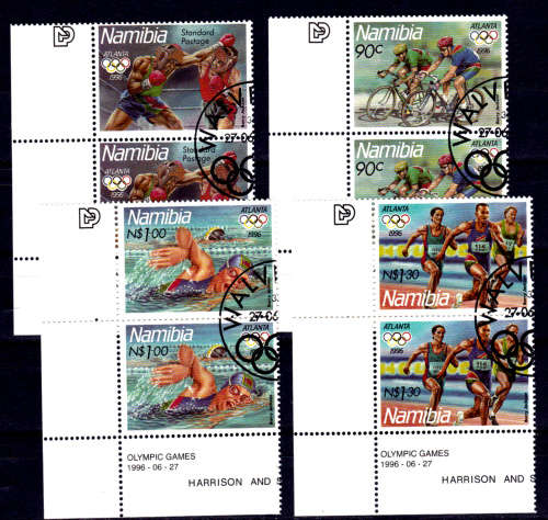 NAMIBIA 1996, 27 June. OLYMPIC GAMES, ATLANTA 1996, set pairs, CTO, CV R ?? view scans