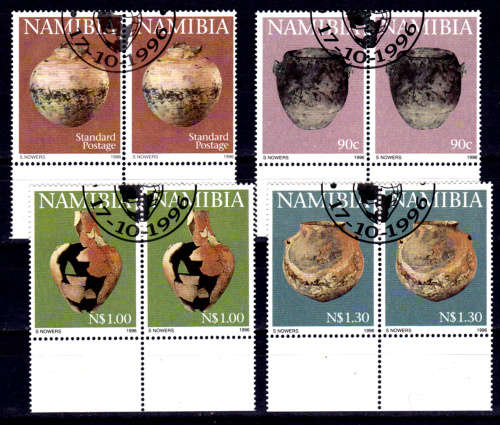NAMIBIA 1996, 17 Oct. Early Pastural Pottery, set pairs CTO, CV R ?? view scans