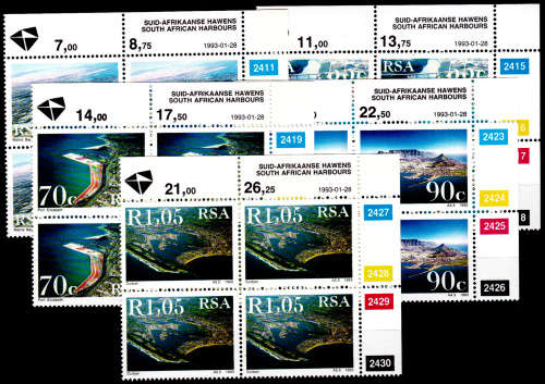 RSA 1993, 28 Jan. SA HARBOURS, set controls, MNH, CV R 92.00 view scans