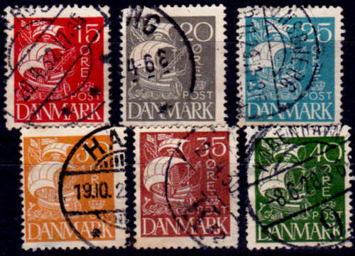 DENMARK 1927, 1 Jan, Caravel-Typhographic Print, full set, UH, CV +/-R 60.00 view scans
