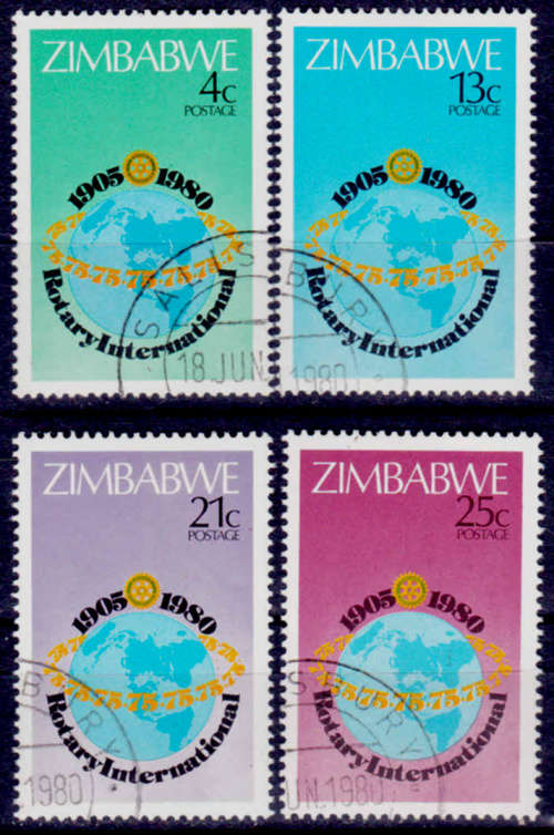 ZIMBABWE 1980, 18 June. 75th Anniv Rotary Intl, set, UNH, CV +/- R 32.00 view scans