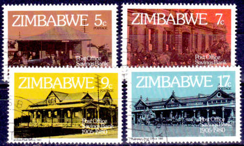 ZIMBABWE 1980. 75th ANNIV of POST OFFICE SAVINGS BANK, set, UNH, +/-CV R 25.00 view scans