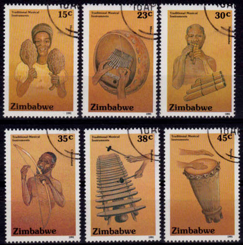ZIMBABWE 1991. 6 April. Traditional Musical Instruments, set, UNH, CV +/- R 63.00 view scans