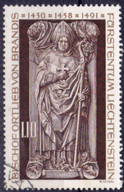 LIECHTENSTEIN 1976, 9 Dec. Bishop Ortliep of Brandis, single, UH, CV +/-R 18.00 view scans