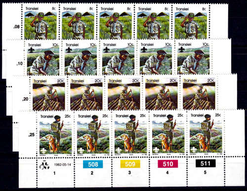 TRANSKEI 1982, 14 May. 75th Anniv Boy Scout Movement, set controls, MNH, CV R 50.00 view scans