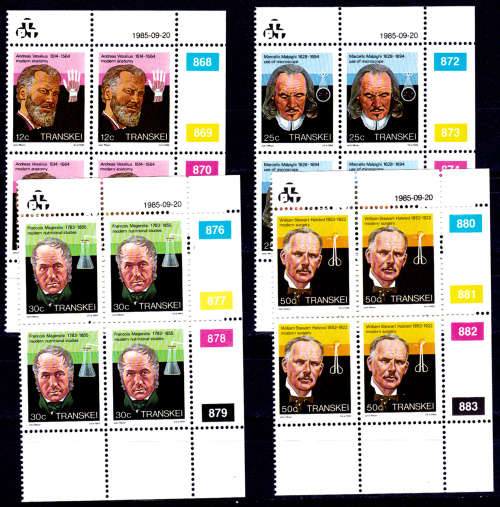 TRANSKEI 1985, 20 Sept. Heroes of Medicine, 4th issue, set controls, MNH, CV R 40.00 view scans