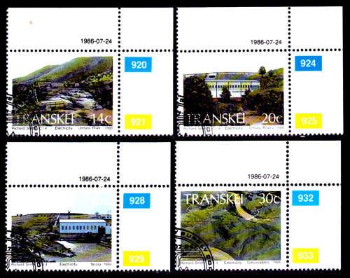 TRANSKEI 1986, 24 July. Hydro-Electric Power Stations, set, CTO, CV R ?? view scans