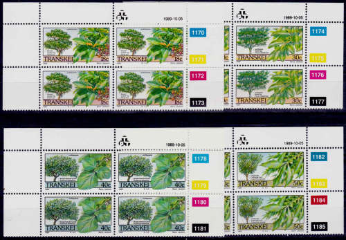 TRANSKEI 1989, 5 Oct. Indigenous Trees, set controls, MNH, CV R 40.00, view scans
