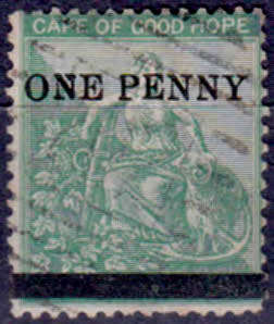 CAPE OF GOOD HOPE, 1874-1876. 1s value surcharged, UH, CV R 2,000.00 view scans