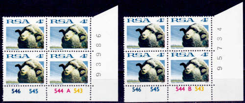 RSA 1973, 1 Oct. Definitive issue 4c, control blocks A&B, MNH, CV R 20.00 view scans