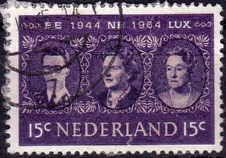 NETHERLANDS 1964, 12 Oct. 20th Anniv of BENELUX, single, UH, CV+/- R 5.00 view scans
