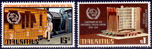 MAURITIUS 1974, 4 Dec. 100th ANNIV of UPU, set, MH, CV+/- R 20.00 view scans