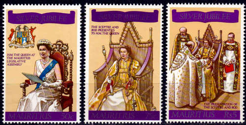 MAURITIUS 1977, 7 Feb. 25th ANNIV REGENCY of QEII, set, MH, CV+/- R 25.00 view scans