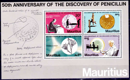 MAURITIUS 1978, 3 Aug. 50th Anniv Discovery of Penicillin, m/s, MH, CV +/-R 210.00 view scans
