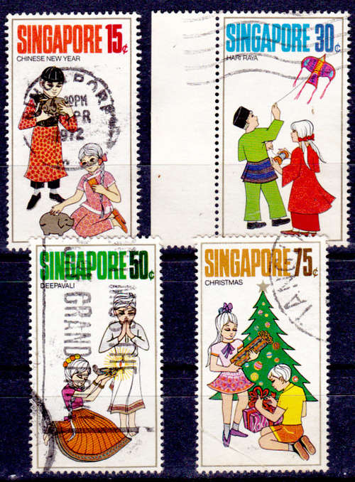 SINGAPORE 1971, 9 Aug. Popular Festivals of Singapore, set, UNH, CV +/-R 240.00 view scans