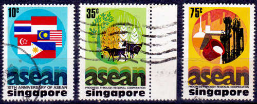 SINGAPORE 1977, 8 Aug. 10th Anniv ASEAN, set, UNH, CV +/-R 80.00 view scans