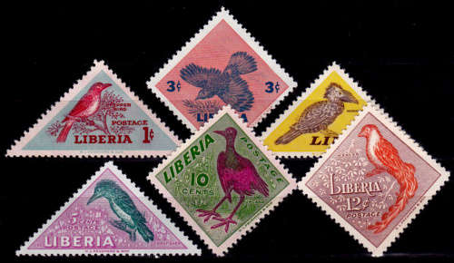 LIBERIA 1953, 18 Nov. Local Birds, set, MH, CV +/-R 165.00 view scans